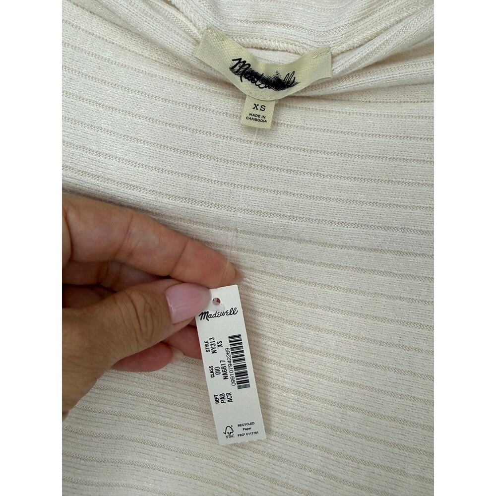 Madewell Mockneck Dolman Sleeve Rib Knit Top Cream Long Sleeve Pullover XS NWT - Picture 6 of 10
